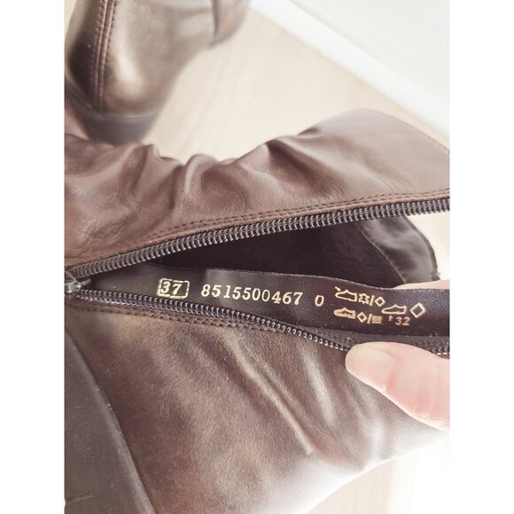 Remonte Brown Leather Side Zip Above Ankle Wedge Scrunch Boots Shoes 37 6 - Picture 9 of 10